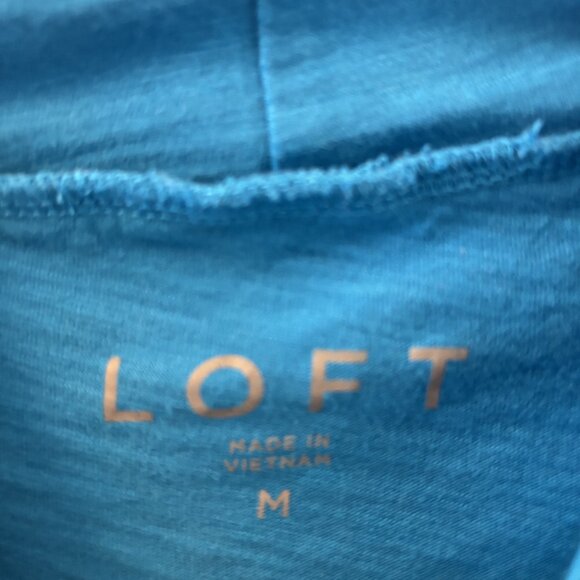 Blue Loft Puff Sleeve Mock Neck Top Medium - Picture 4 of 4